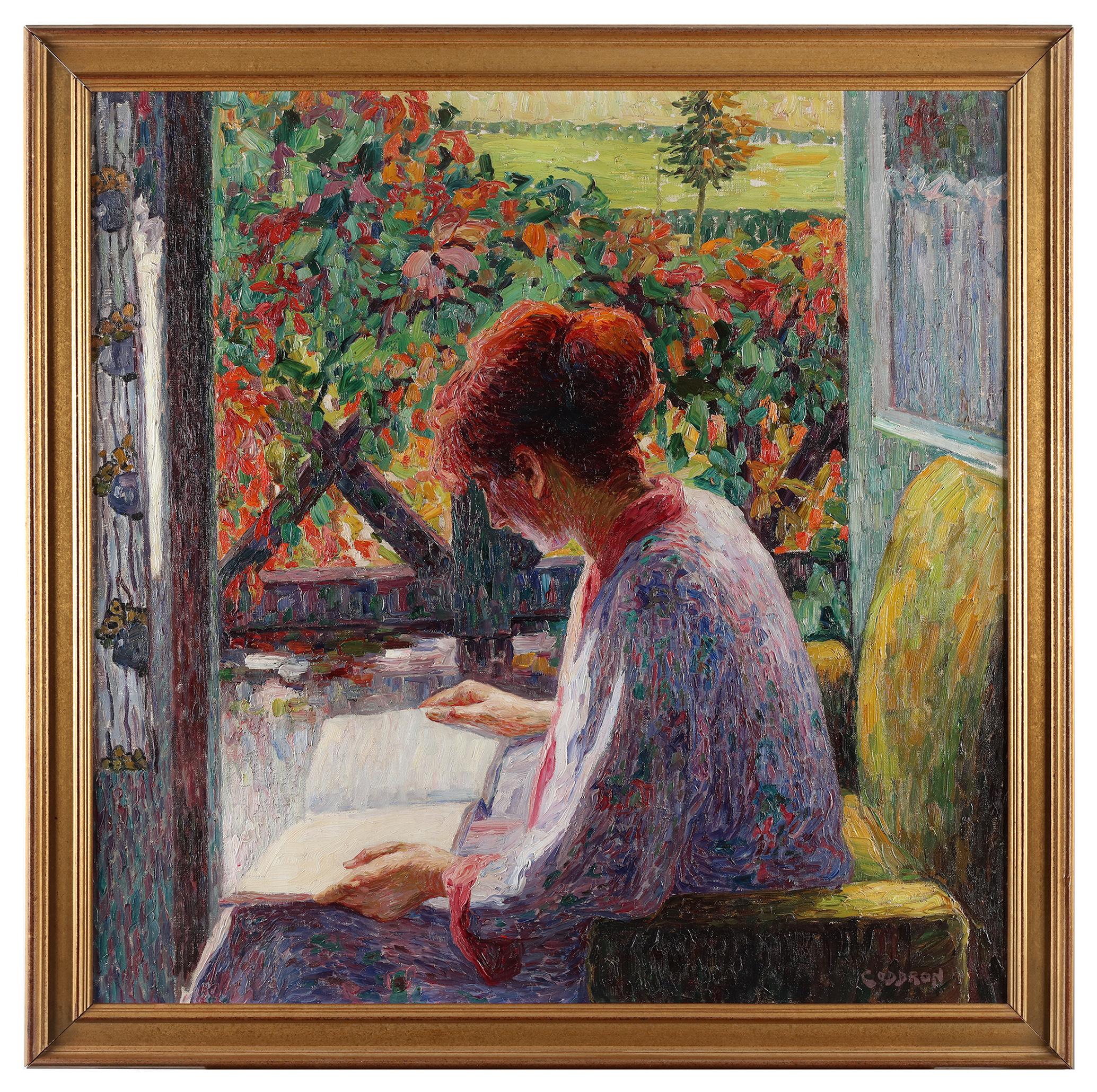 A woman reading on her balcony - Oscar Coddron (1881-1960) 1