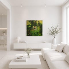 The Temptation in the Wood, Contemporary Oil Painting, Framed, 125 cm