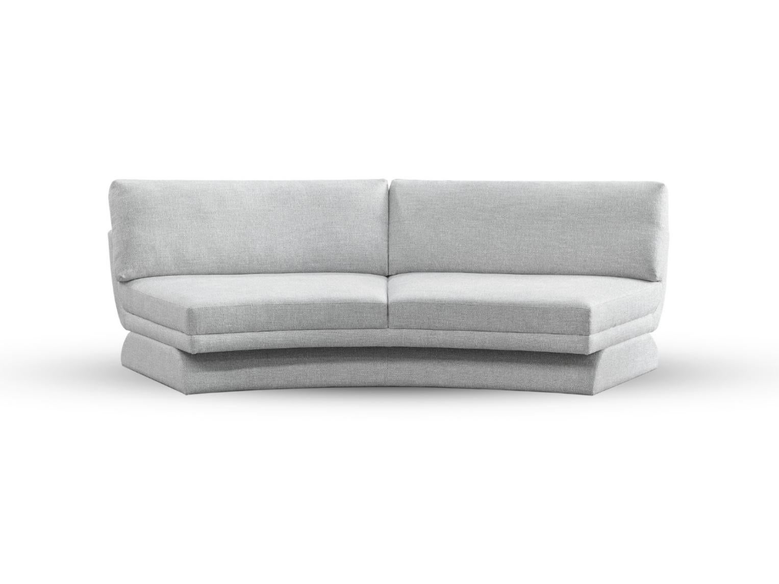 Oscar Curve Modular Sofa by DUISTT 
Dimensions: W 265 x D 125 x H 84 cm
Materials: Duistt Fabric

Inspired by the curved lines poetry of Oscar Niemeyer’s architecture, OSCAR modular sofa allures for its sensual and free-flowing curves. Like Niemeyer