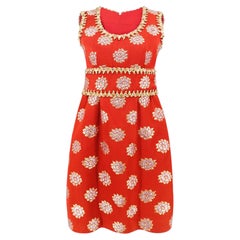 Oscar de la Renta 1960s Red Metallic Brocade Bubble-Hem Cocktail Dress