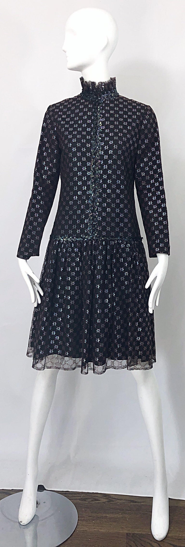 green emerald velvet dress Vintage 60s Bobbie Brooks Drop Waist Dress main image 0