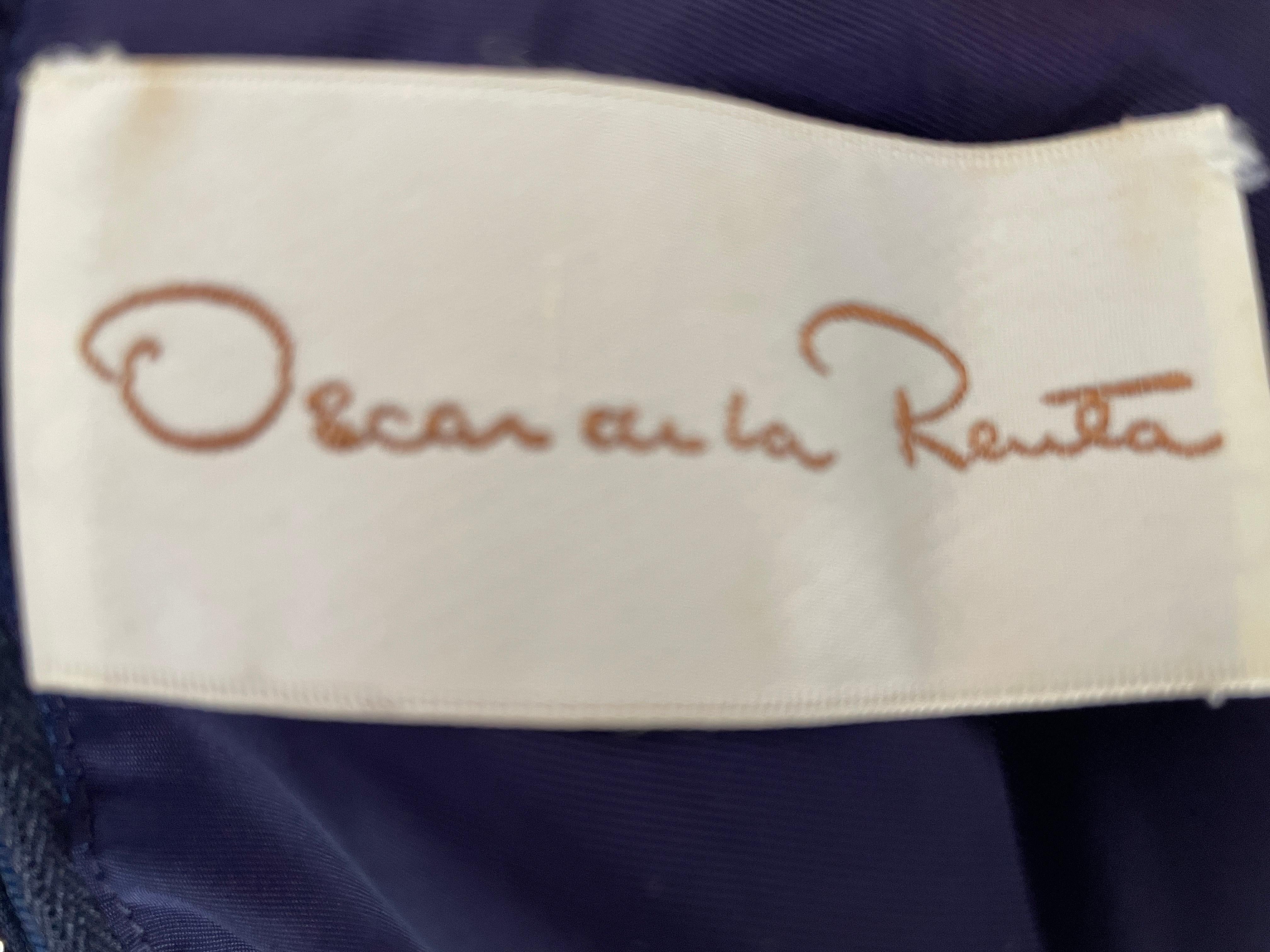 Oscar de la Renta 1970's Metallic Gold and Navy Cocktail Dress w Sheer Sleeves For Sale 6