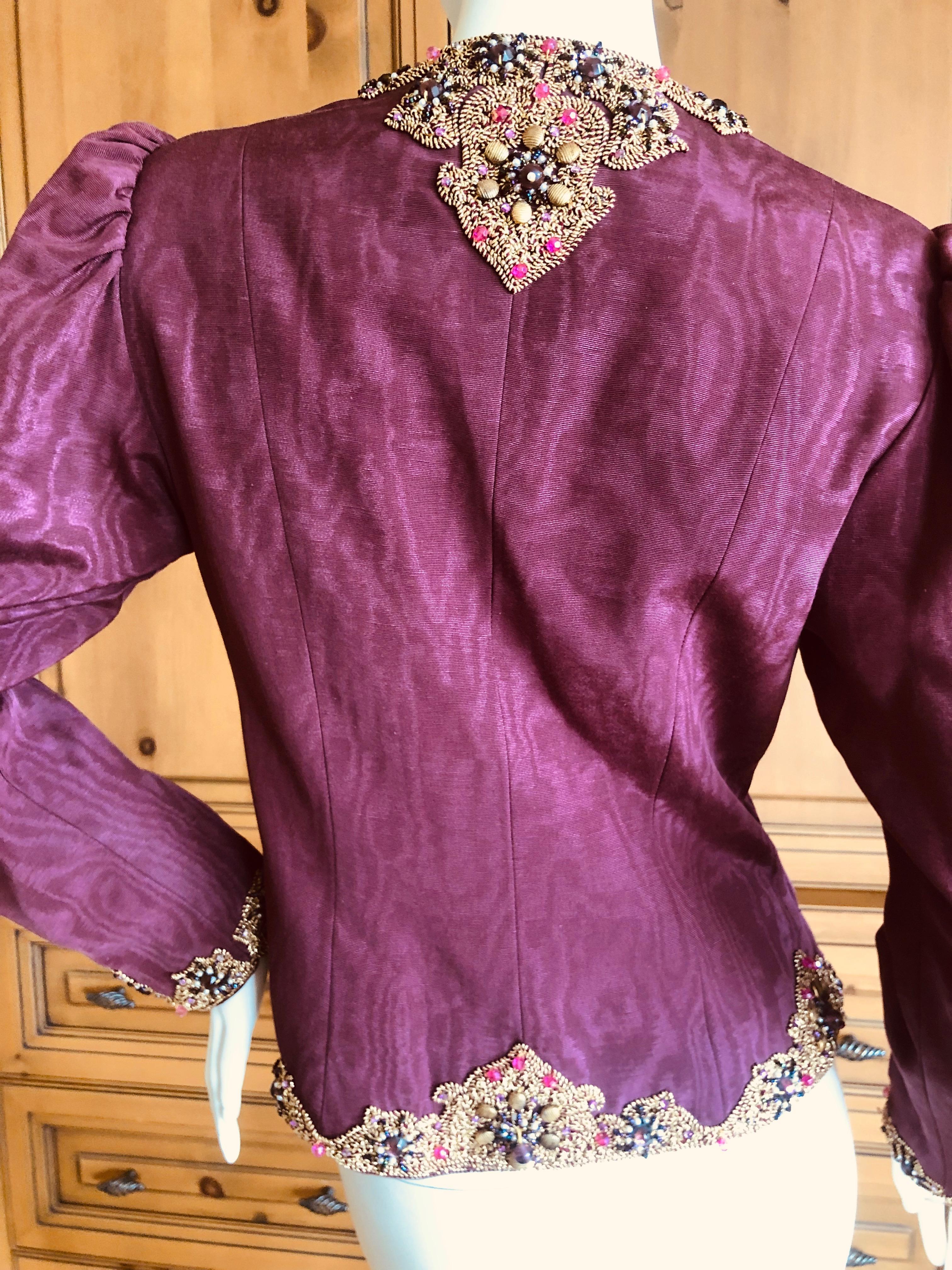 Oscar de la Renta 1970's Moire Silk Evening Jacket with Arabesque Embellishments For Sale 3