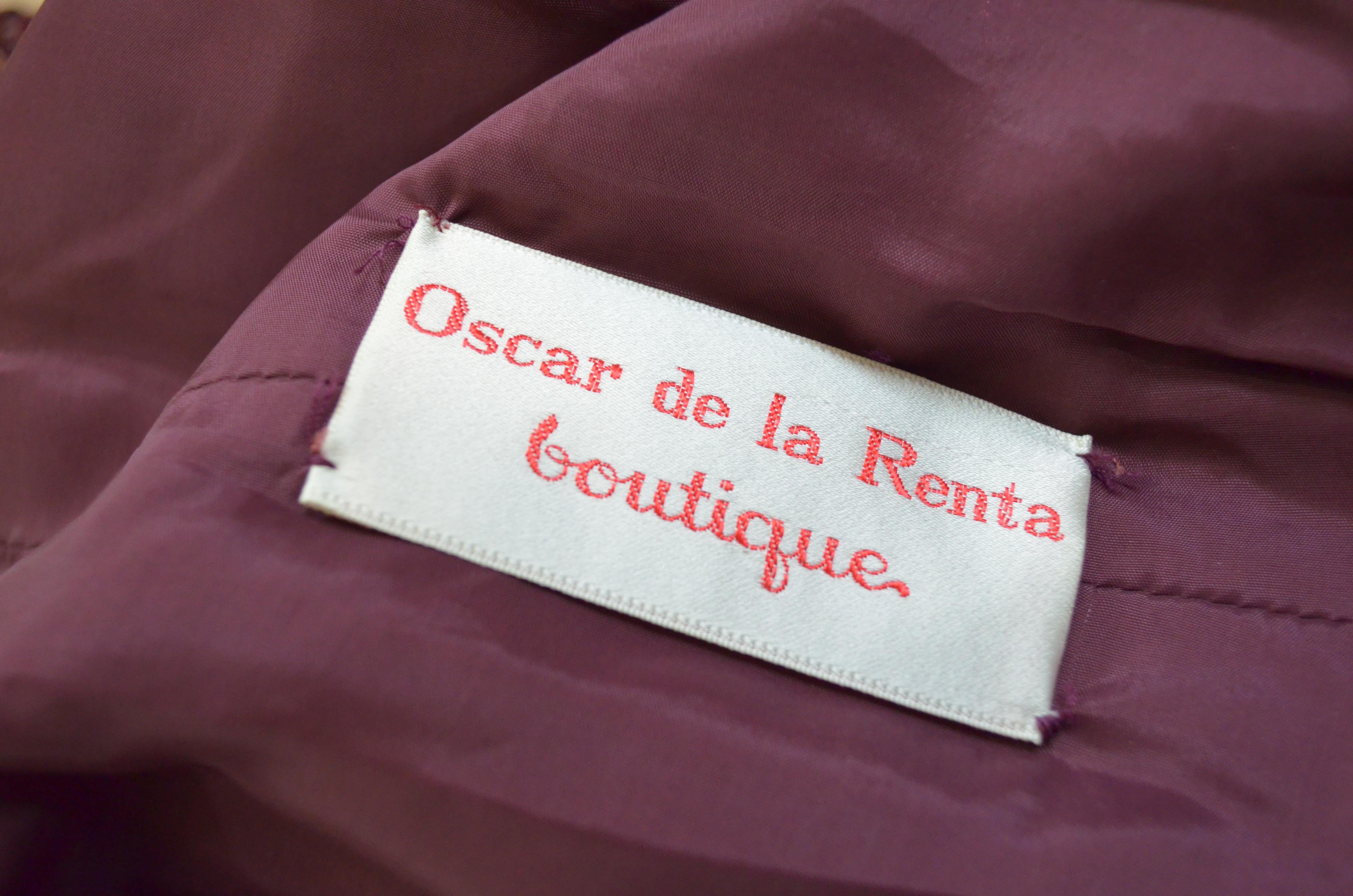 Brown Oscar de la Renta 1970's Sequin-Embellished Shift Dress For Sale