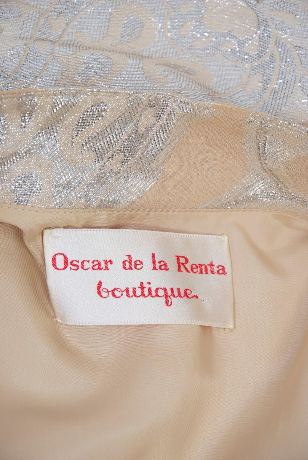 Oscar de la Renta 1970s Sheer Beige/Metallic Dress 6