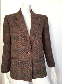 Oscar de la Renta 1970s Wool Herringbone Jacket Size 6.