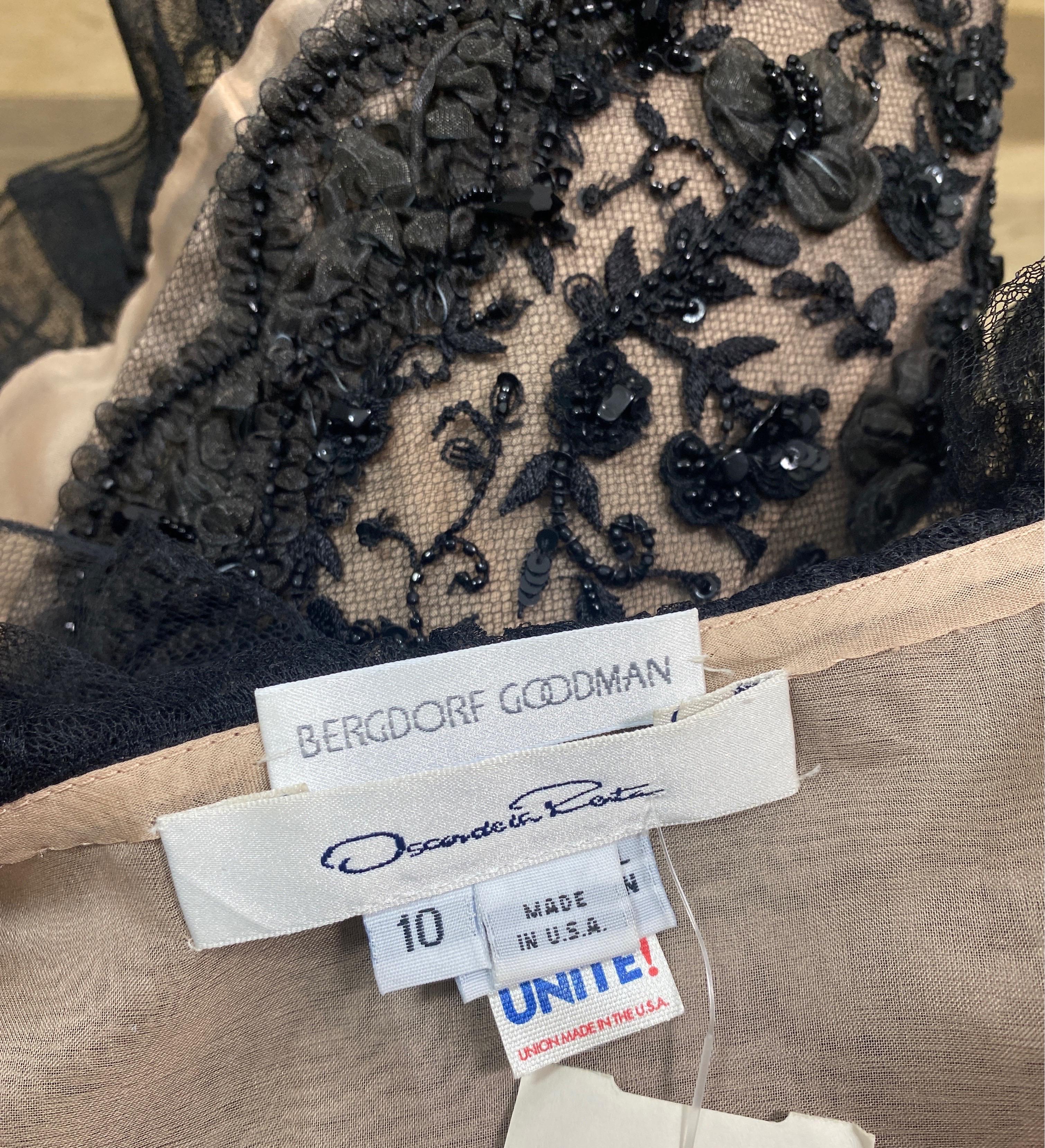Oscar de La Renta 1980’s Black Lace Embellished Beaded Top Jacket-Size 10 For Sale 11