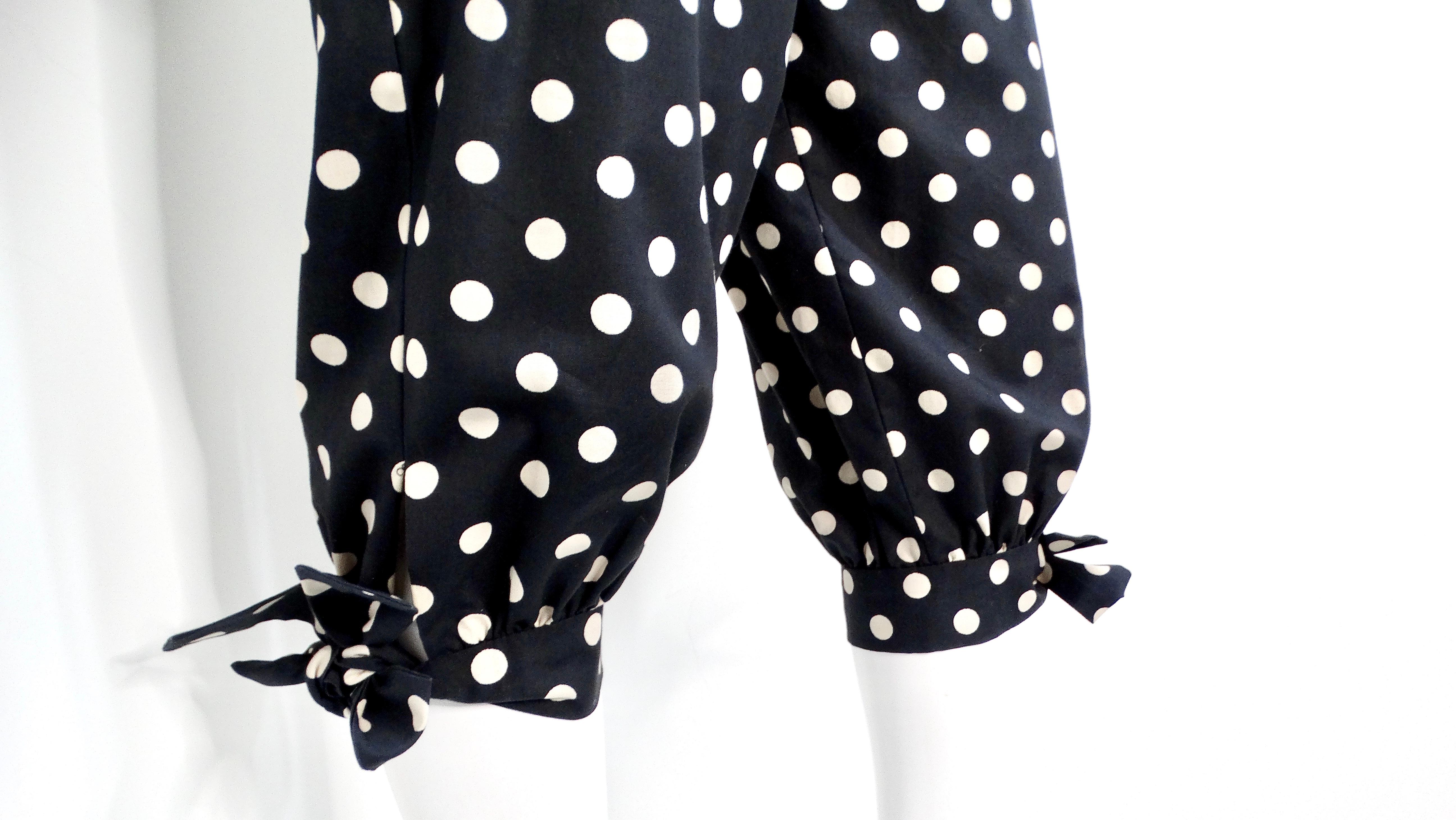 Women's Oscar De La Renta 1980s Sheer Lace and Polka Dot Jumpsuit For Sale