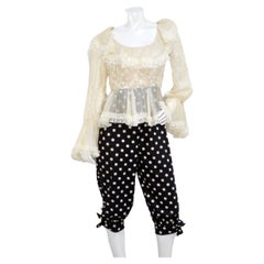 Oscar De La Renta 1980s Sheer Lace and Polka Dot Jumpsuit
