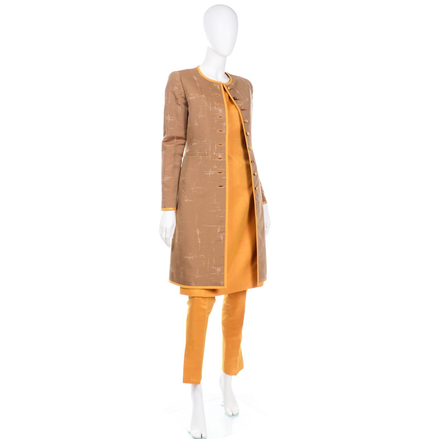 Oscar de la Renta 1990s Vintage 1960s inspired Coat Pants and Dress Outfit For Sale 1