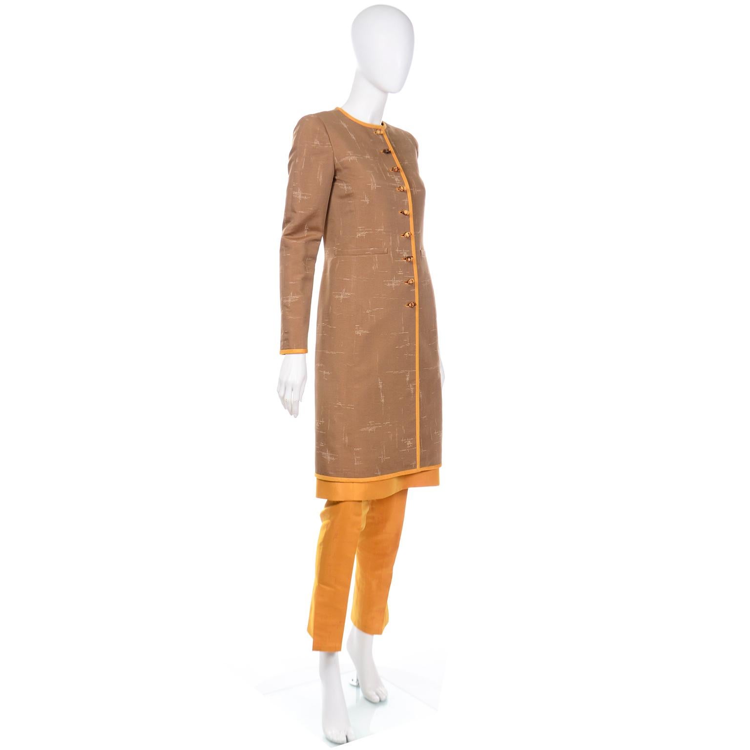 Oscar de la Renta 1990s Vintage 1960s inspired Coat Pants and Dress Outfit For Sale 2