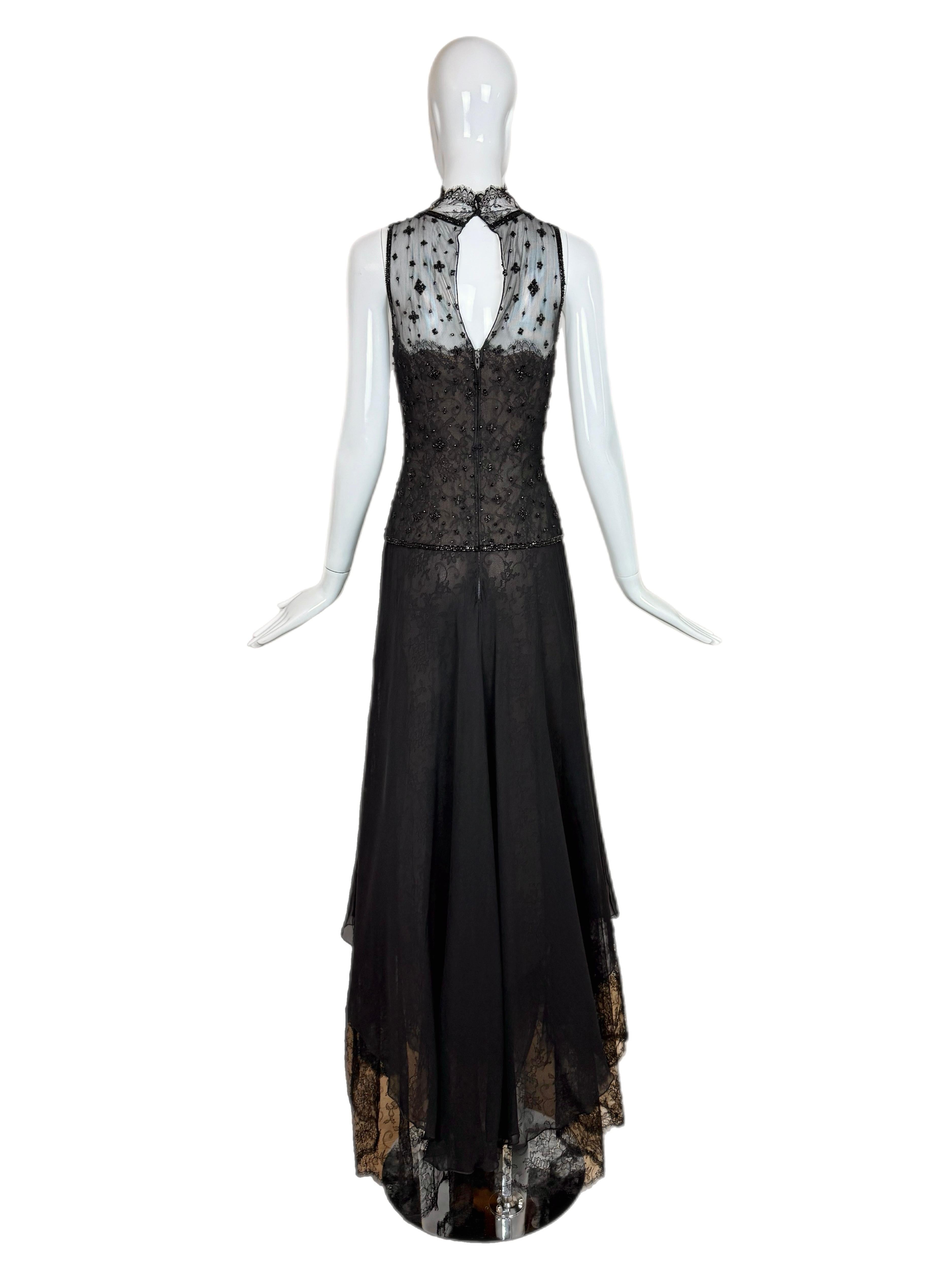 OSCAR DE LA RENTA 1996 Vintage Pasarela Vestido de noche Maxi Vestido de encaje adornado 5