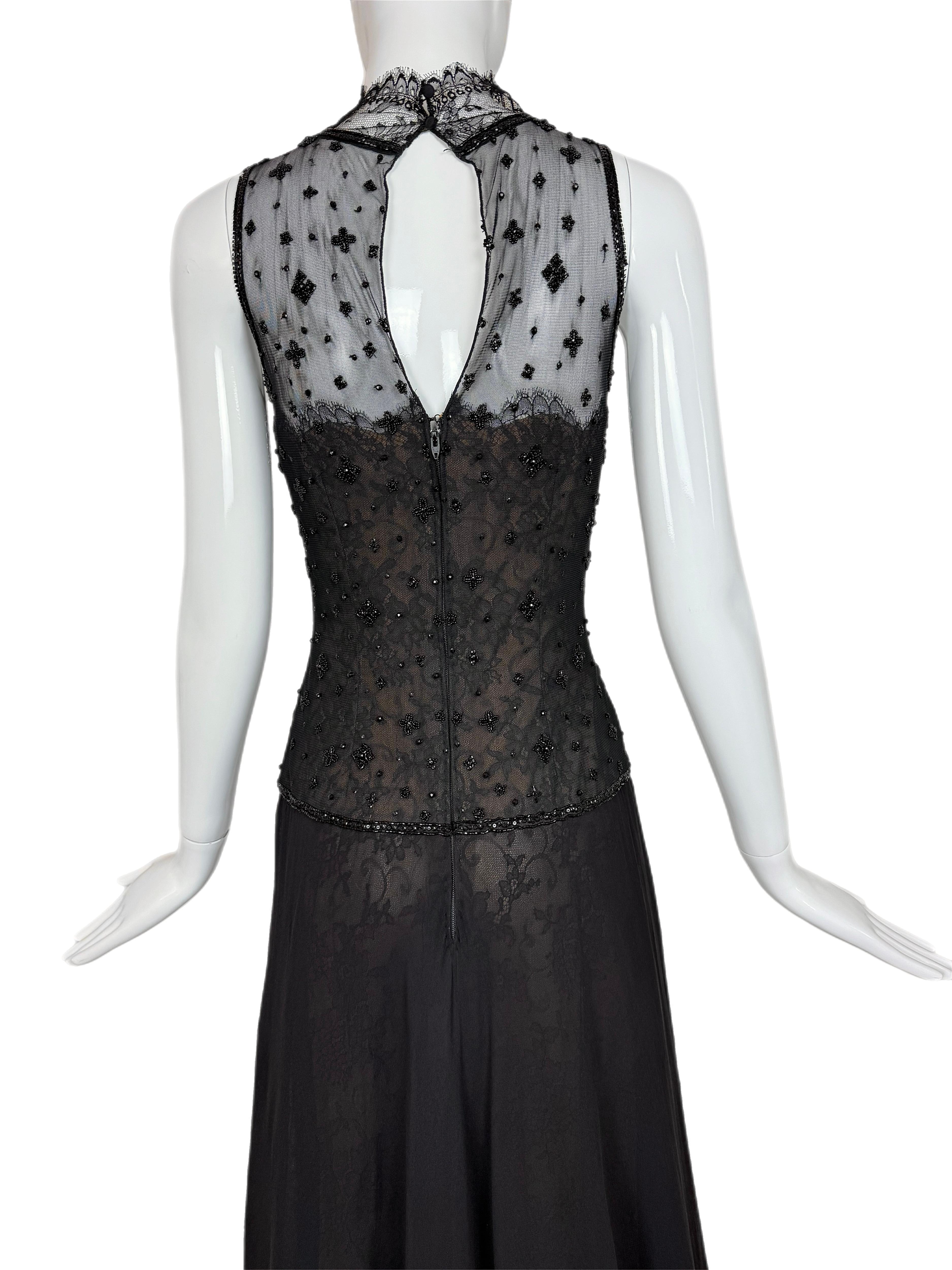 OSCAR DE LA RENTA 1996 Vintage Pasarela Vestido de noche Maxi Vestido de encaje adornado 8