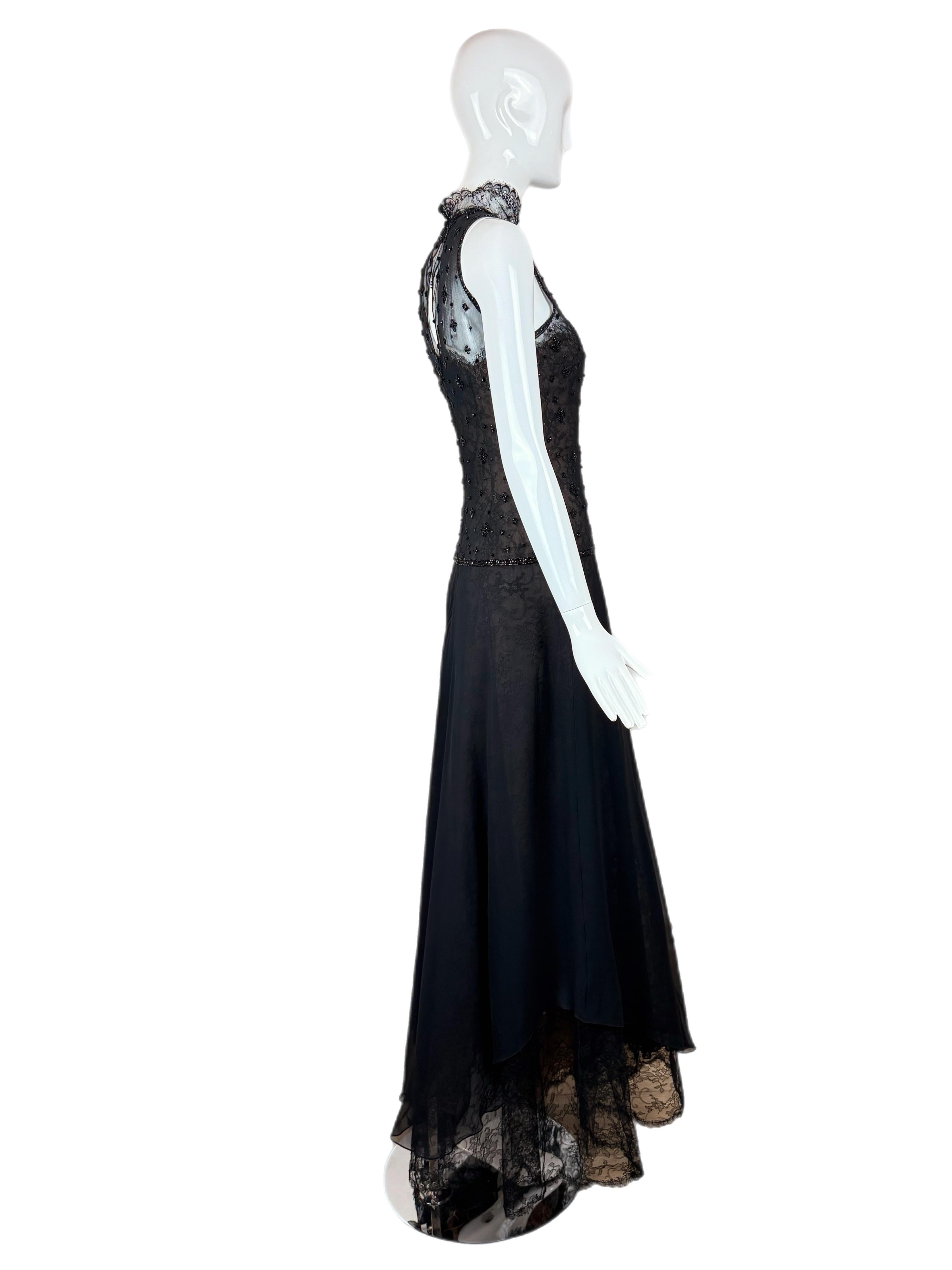 De las mujeres OSCAR DE LA RENTA 1996 Vintage Pasarela Vestido de noche Maxi Vestido de encaje adornado
