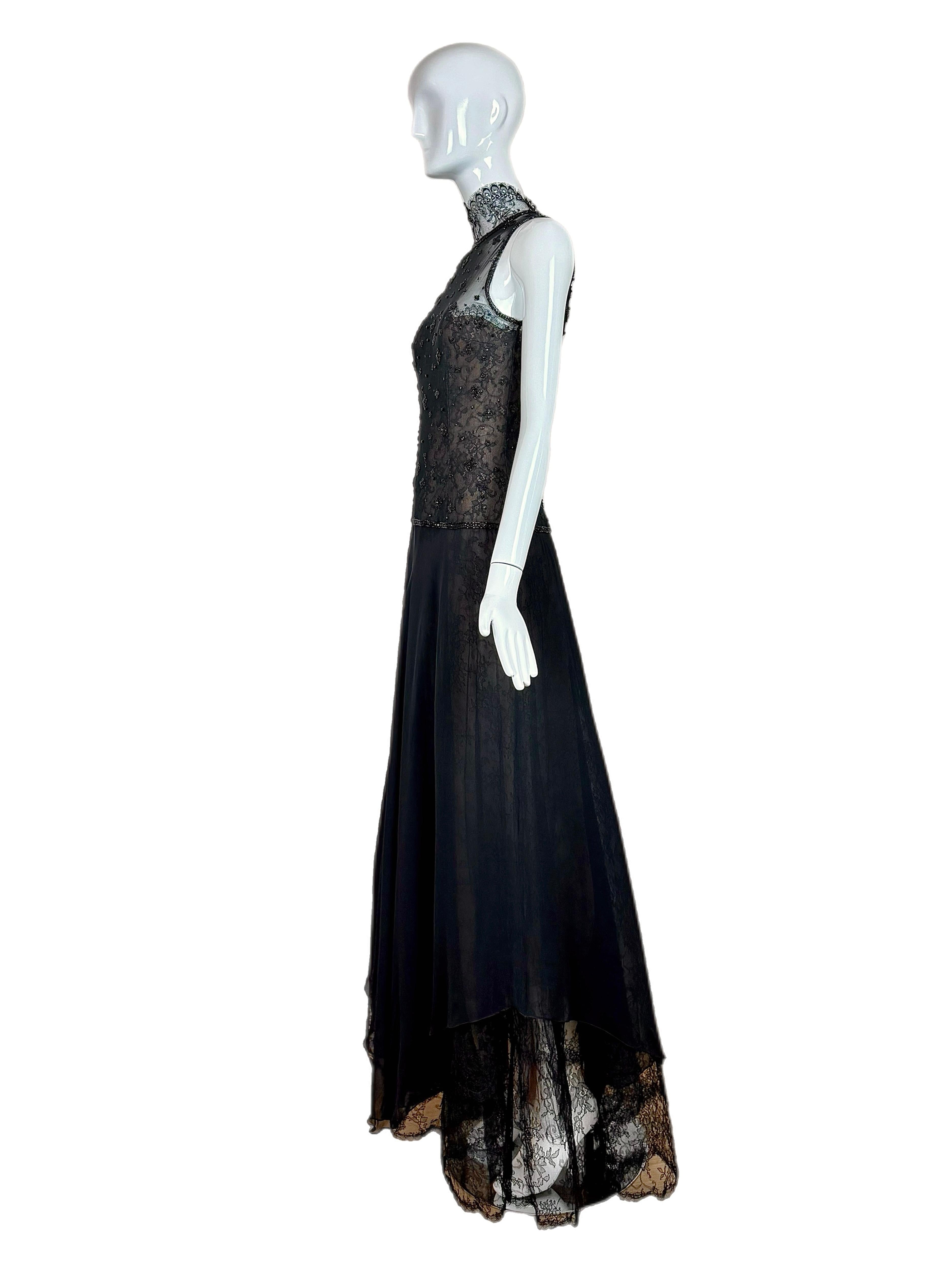 OSCAR DE LA RENTA 1996 Vintage Pasarela Vestido de noche Maxi Vestido de encaje adornado 4