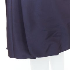 OSCAR DE LA RENTA 2007 navy 100% silk side pleat bubble skirt US0 XS