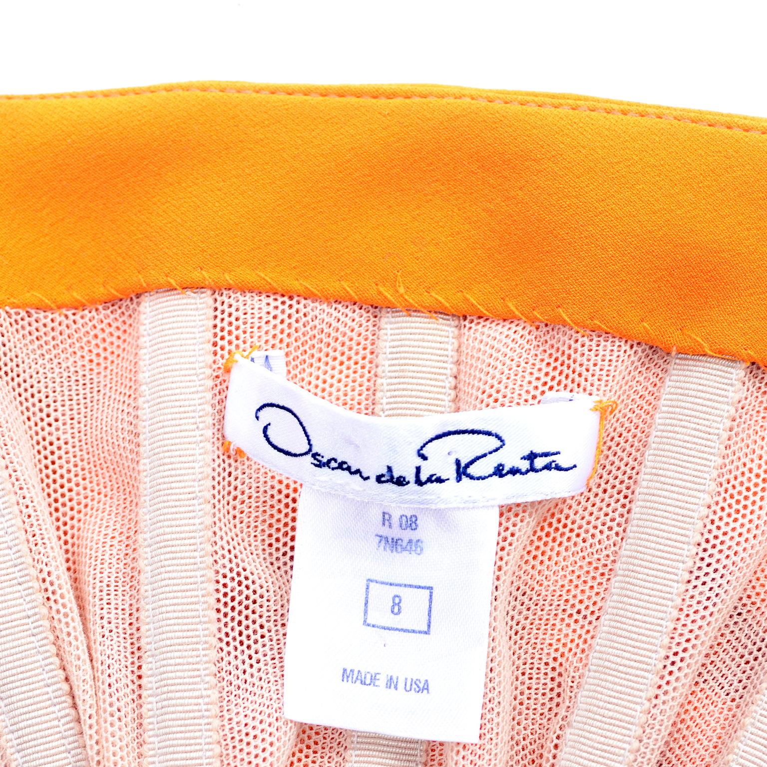Oscar de la Renta 2008 Orange Silk Jersey Grecian Style Dress W Asymmetric strap 6