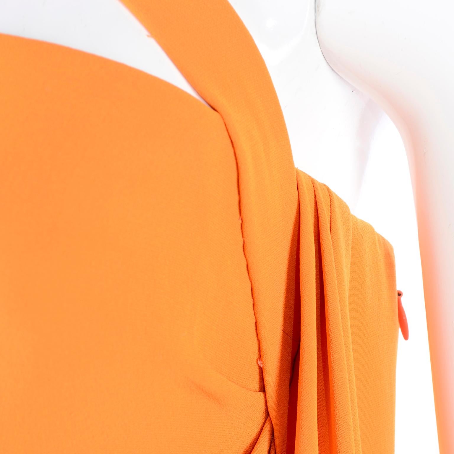 Oscar de la Renta 2008 Orange Silk Jersey Grecian Style Dress W Asymmetric strap 1