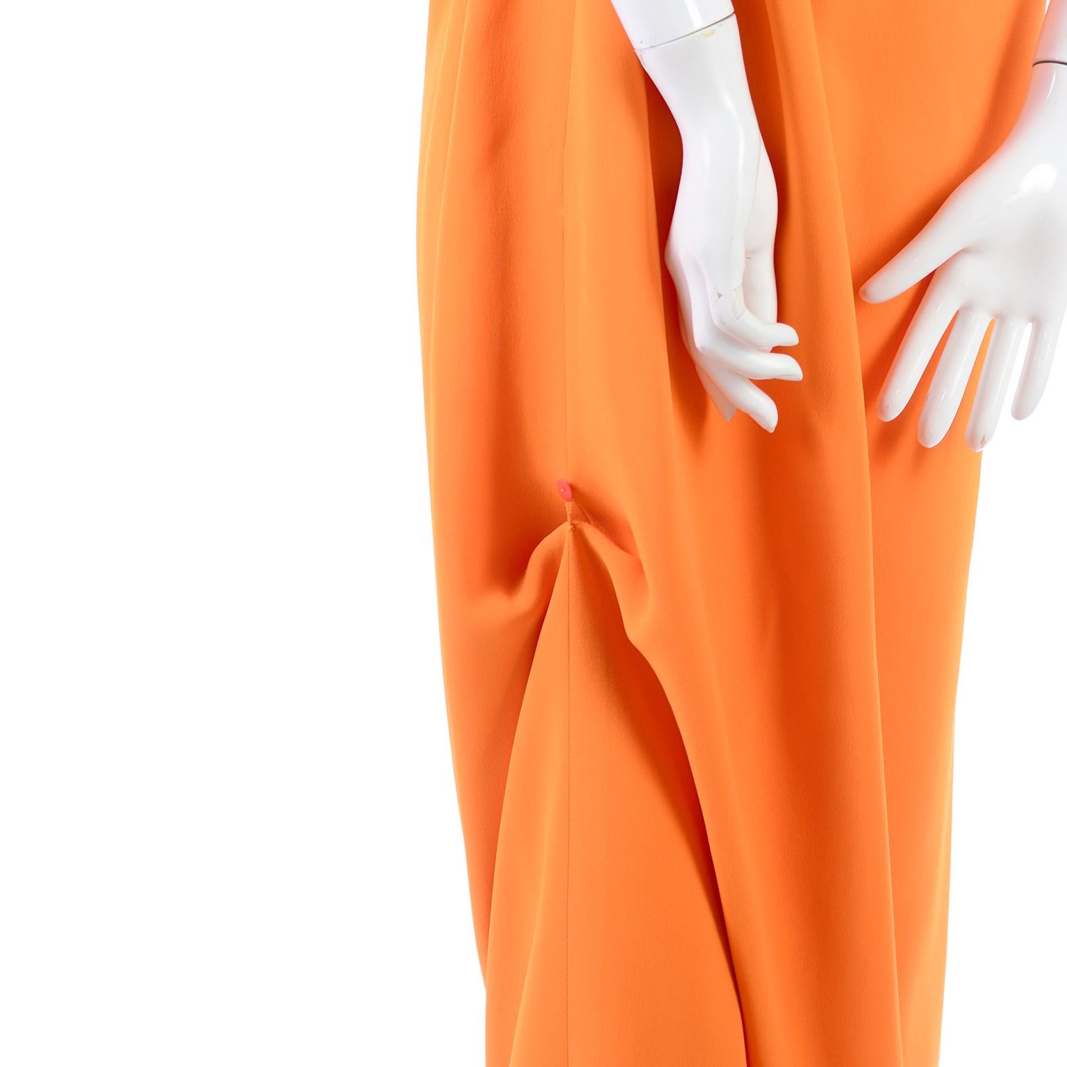 Oscar de la Renta 2008 Orange Silk Jersey Grecian Style Dress W Asymmetric strap 4
