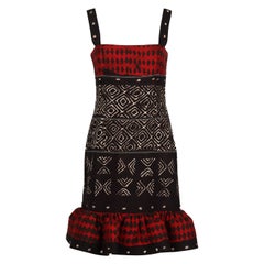 Oscar De La Renta 2008 Printed Cotton Blend Dress Us 6 Uk 10