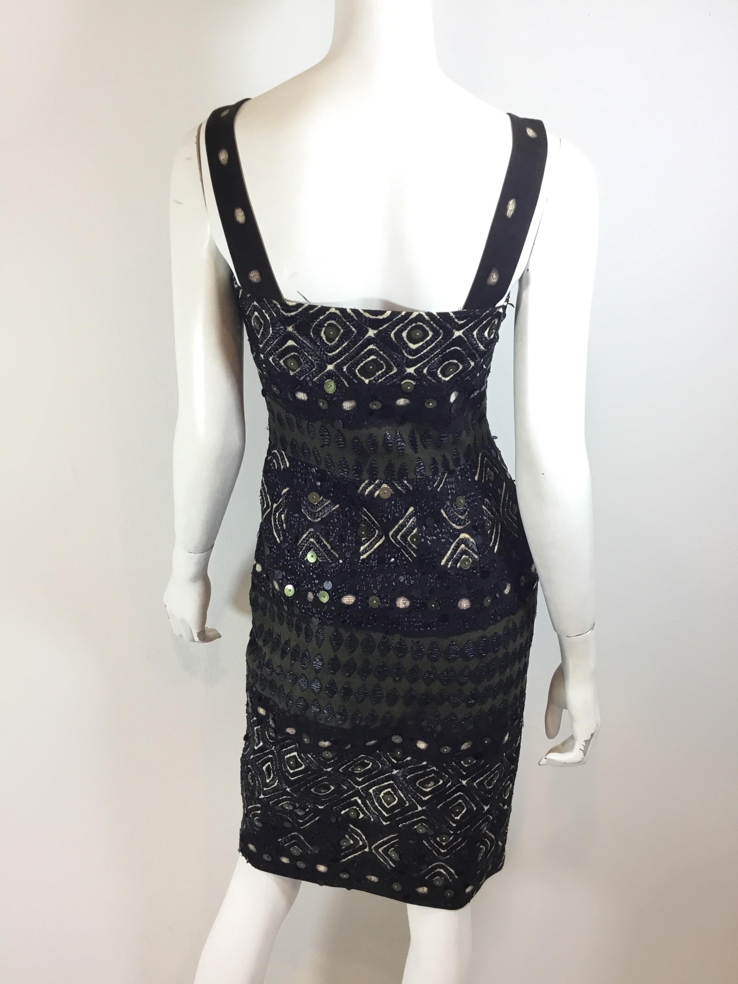 Black Oscar de la Renta 2008 Raffia Dress & Bolero with Bead, Sequin Embellishing For Sale