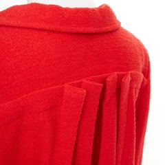 OSCAR DE LA RENTA 2008 red wool tweed gold zip open collar jacket US14 3XL