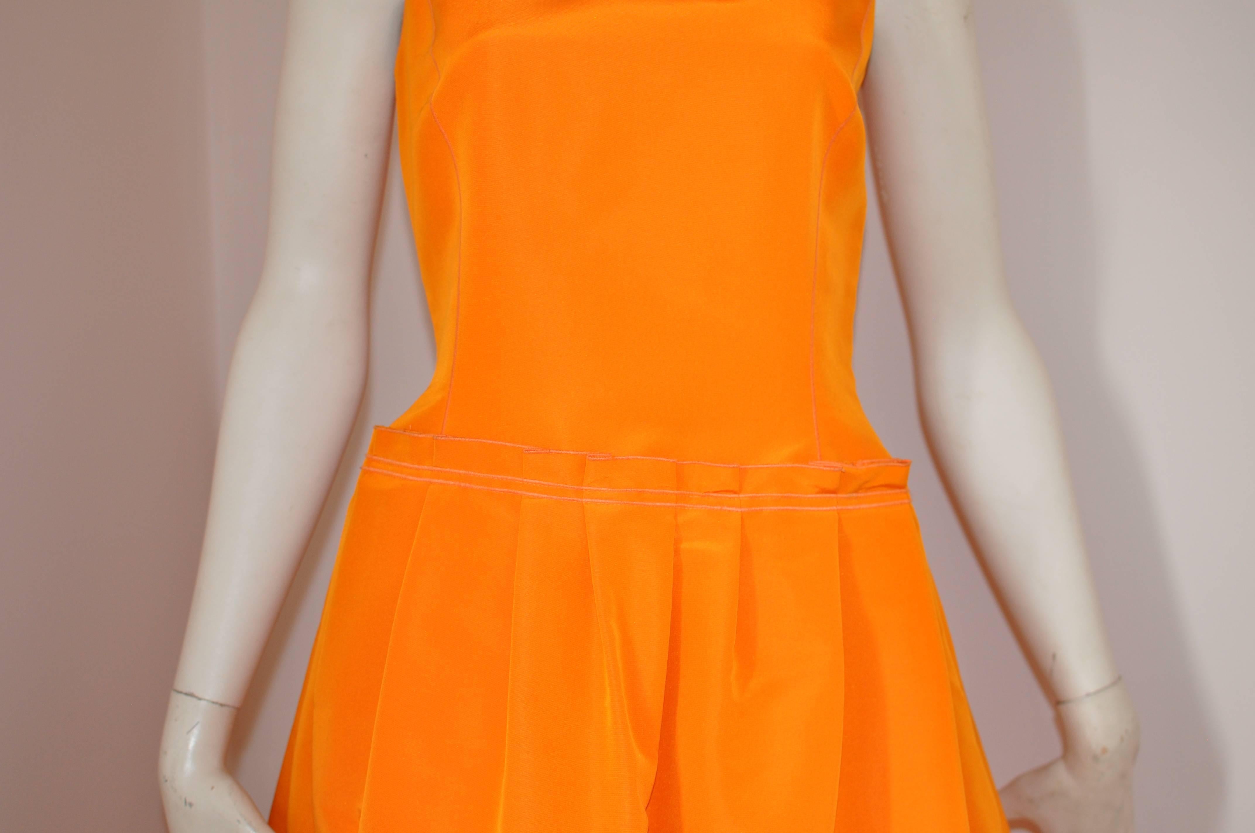 Oscar de La Renta 2008 Resort Runway Tangerine Silk Faille Dress NWT (6) In New Condition In Port Hope, ON