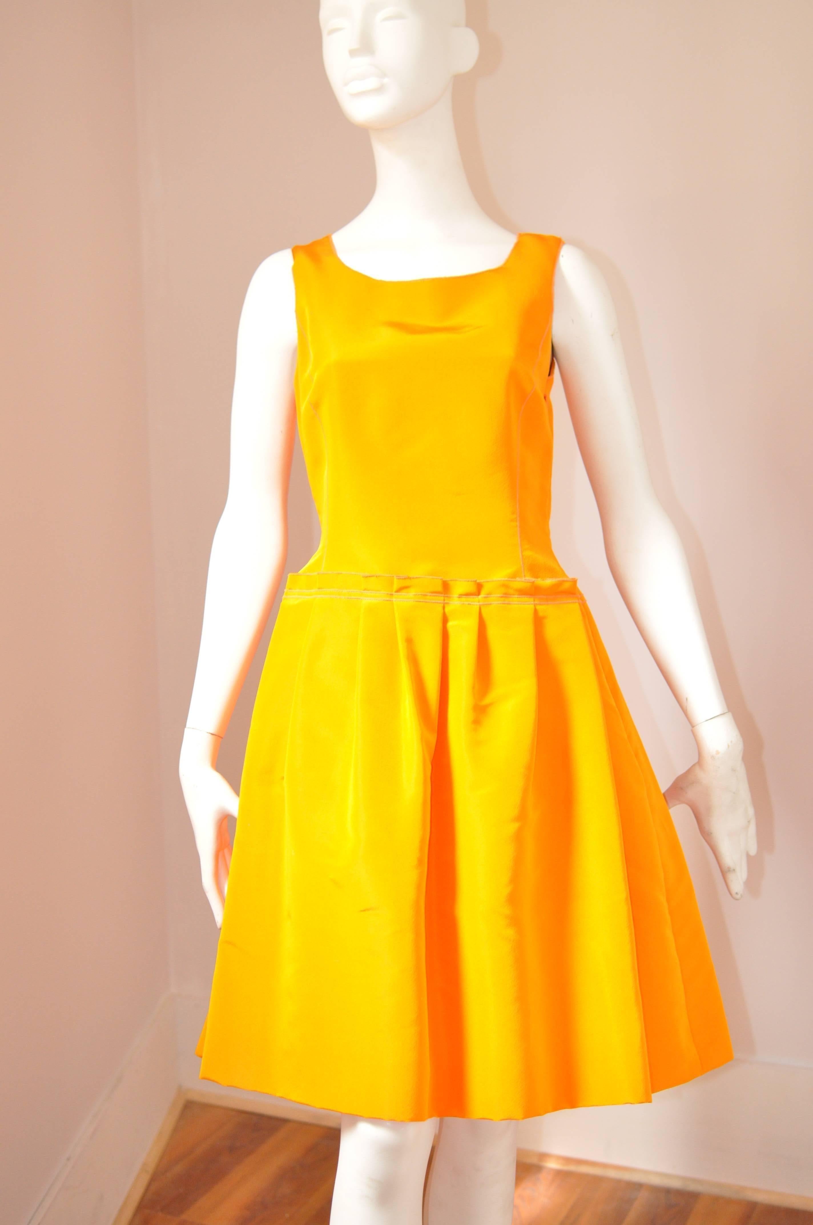 Women's Oscar de La Renta 2008 Resort Runway Tangerine Silk Faille Dress NWT (6)