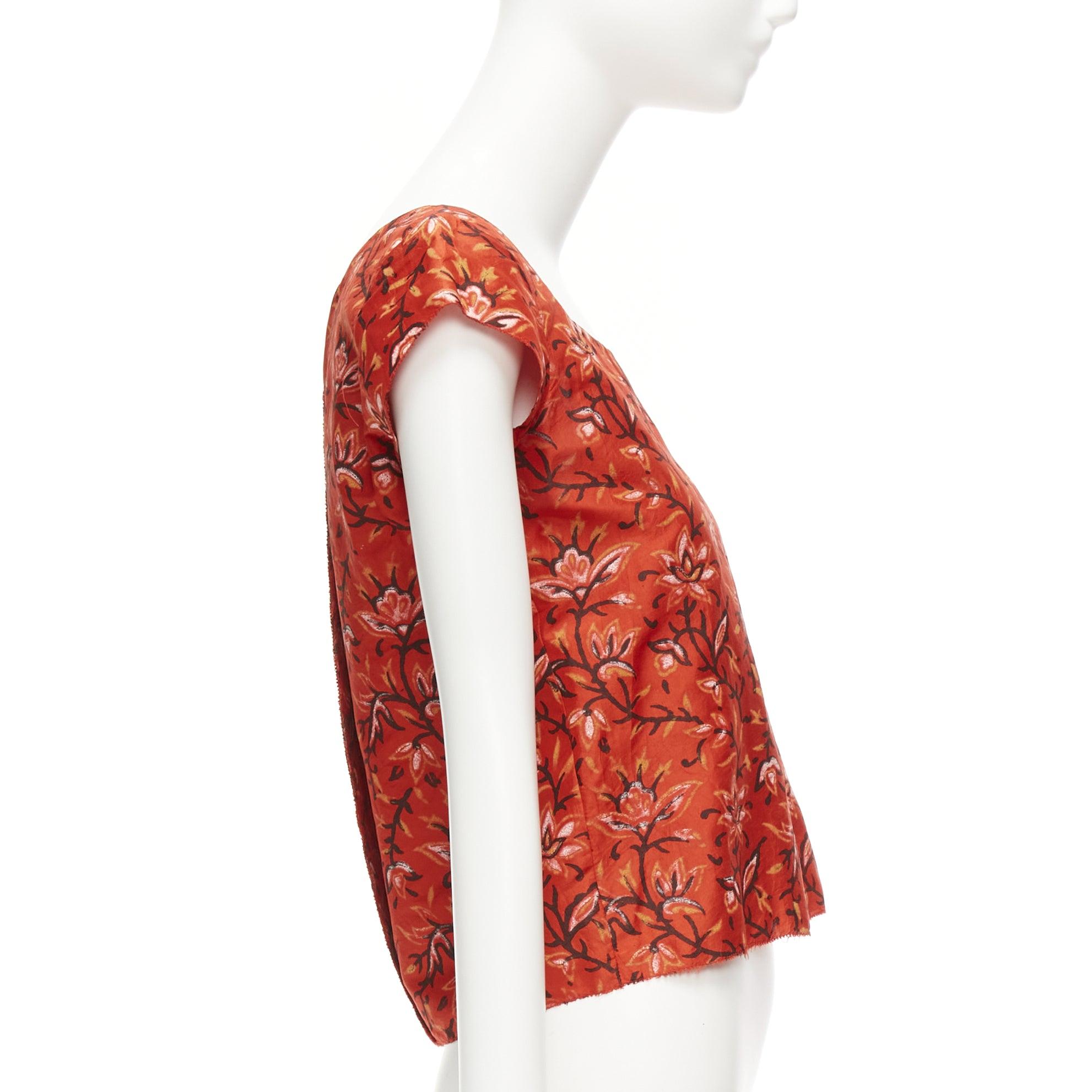 OSCAR DE LA RENTA 2010 100% silk red floral cap sleeve keyhole back top US0 XS For Sale 1