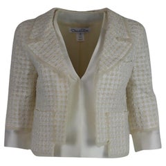 Oscar De La Renta 2010 Cotton Blend Tweed Jacket Us 4 Uk 8
