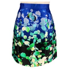 OSCAR DE LA RENTA 2012 Size 4 Multi-Color Silk / Cotton Abstract Skirt