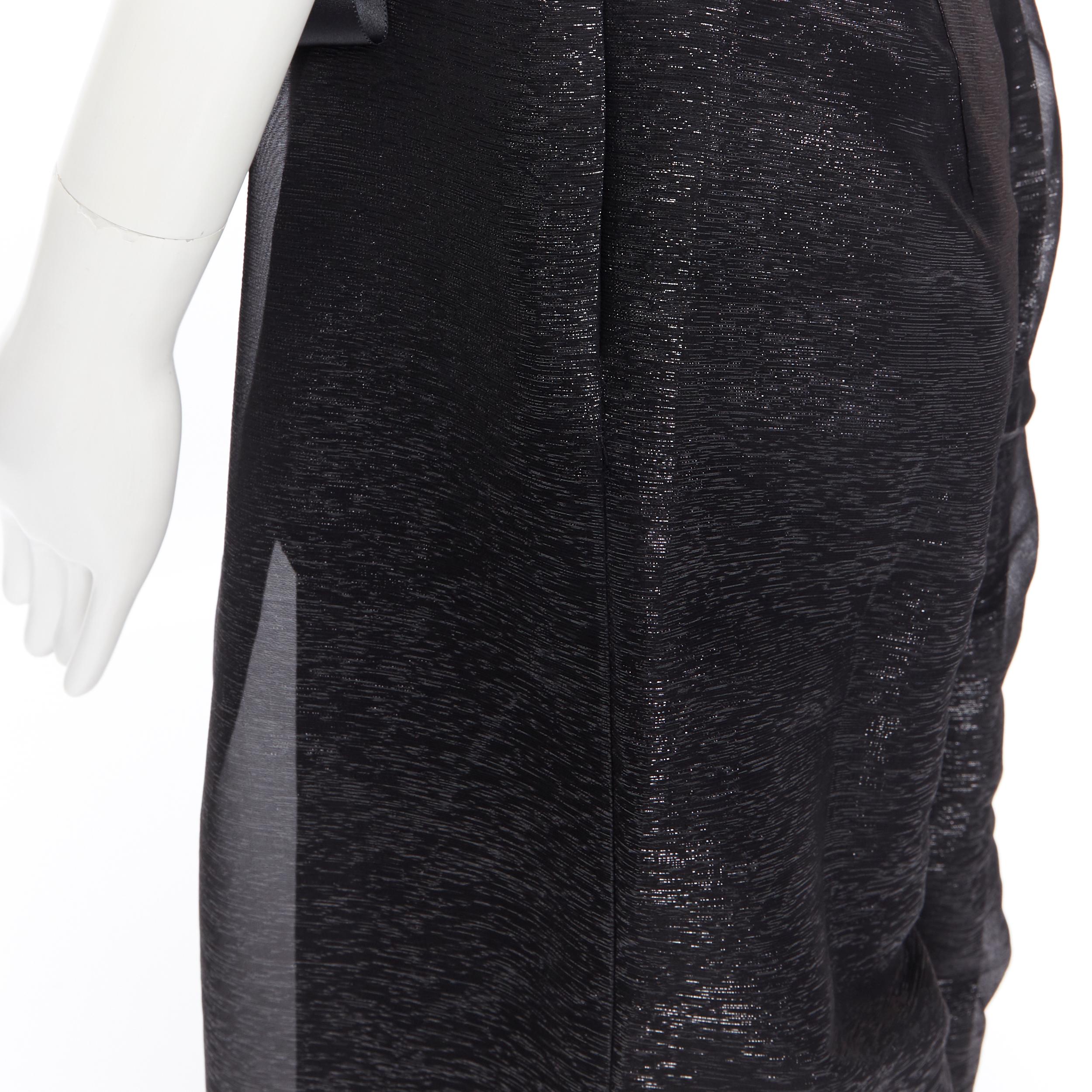 OSCAR DE LA RENTA 2014 black metallic silk blend corset bust belted jumpsuit US2 For Sale 3