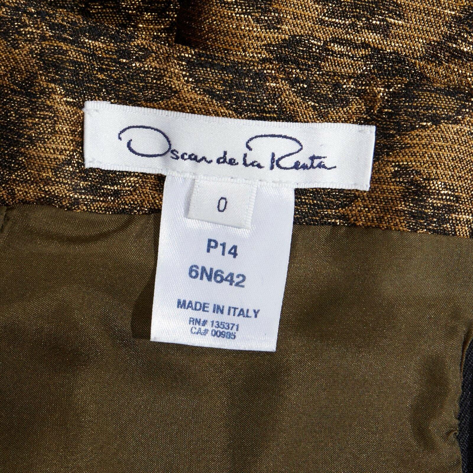 OSCAR DE LA RENTA 2014 gold brocade fit flare skirt cocktail dress US0 XS 4