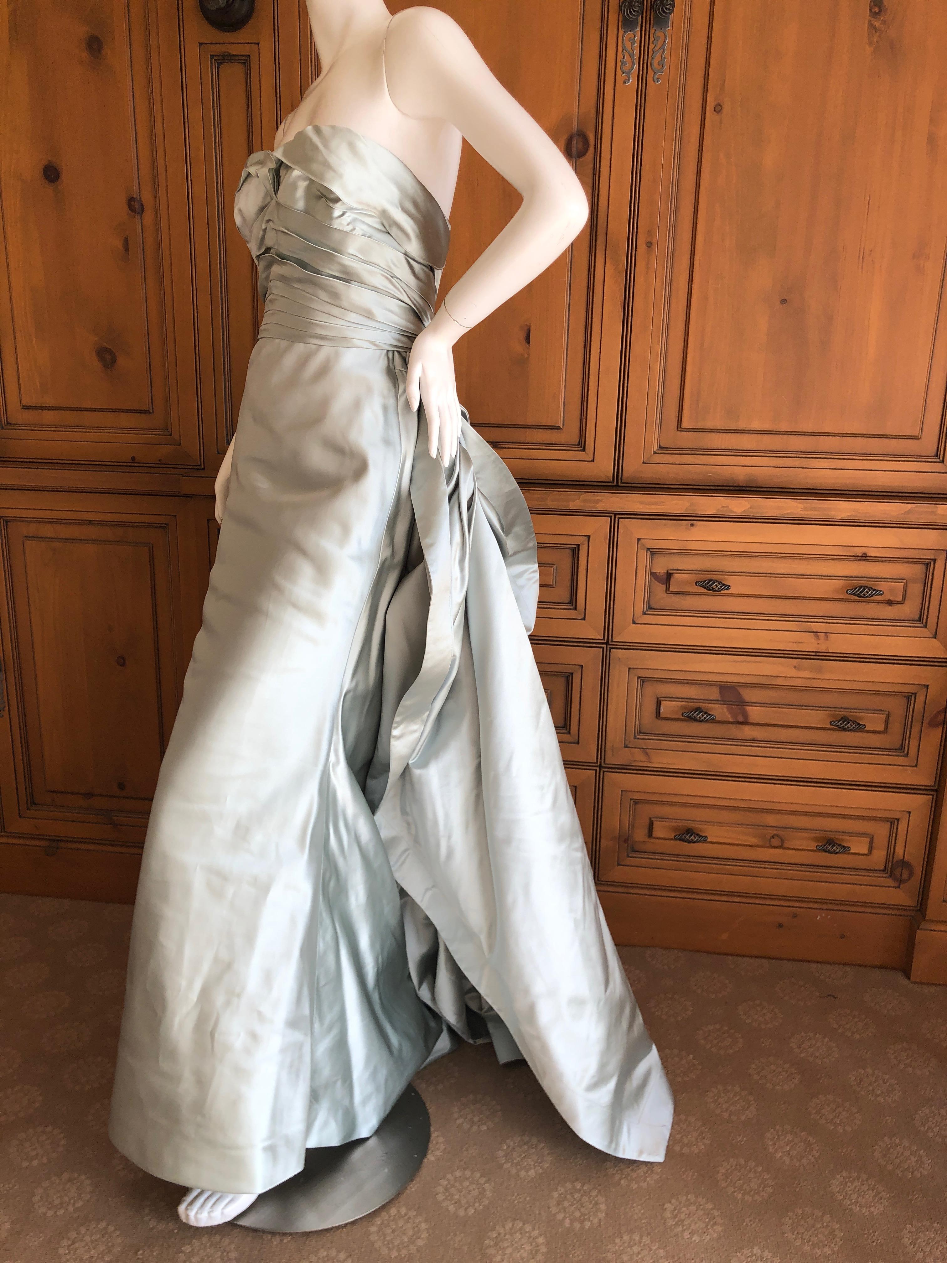 Oscar de la Renta 2014 Met Ball Silver Strapless Ballgown Homage Charles James In Good Condition For Sale In Cloverdale, CA