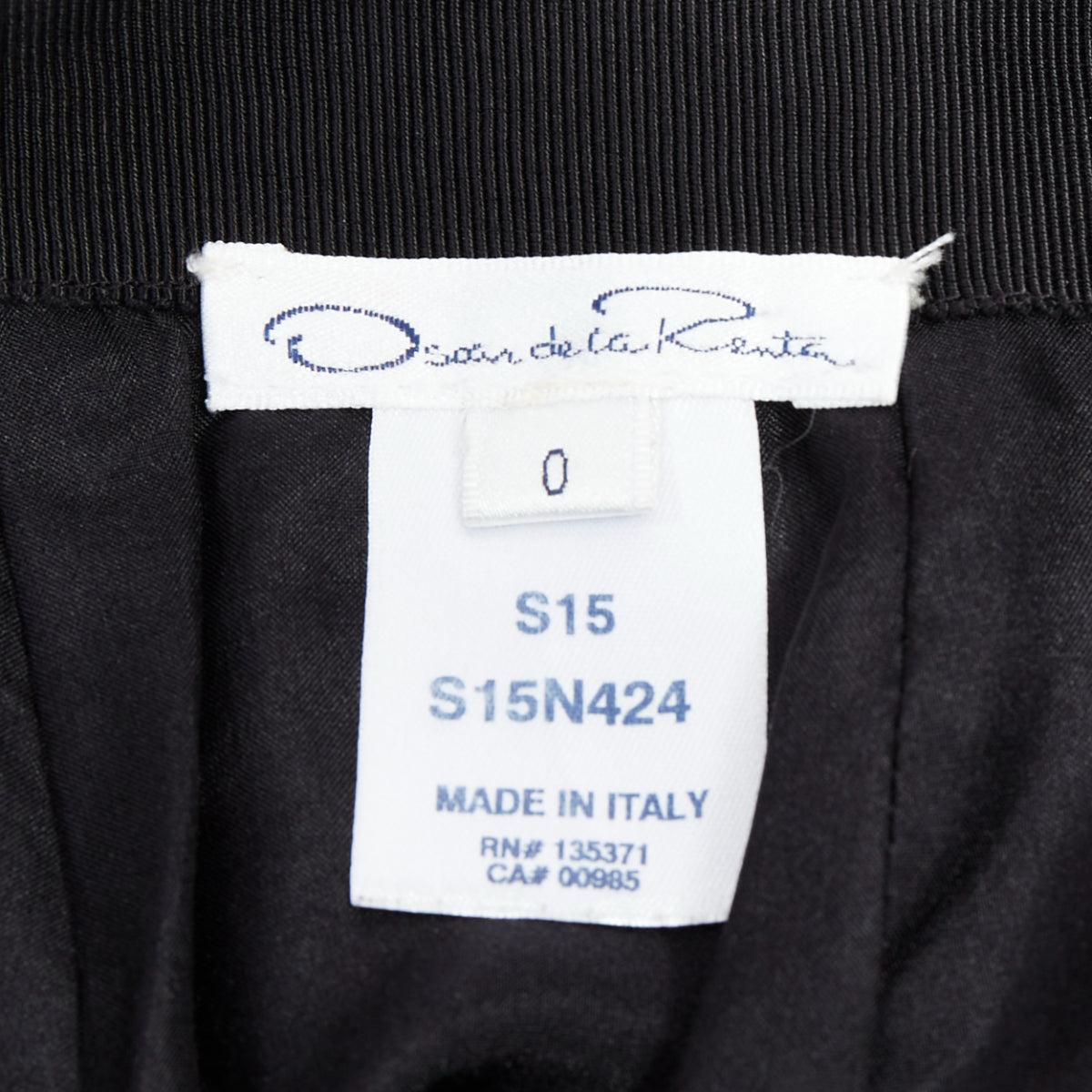 OSCAR DE LA RENTA 2015 black silk cotton embroidery anglais skirt US0 XS For Sale 4
