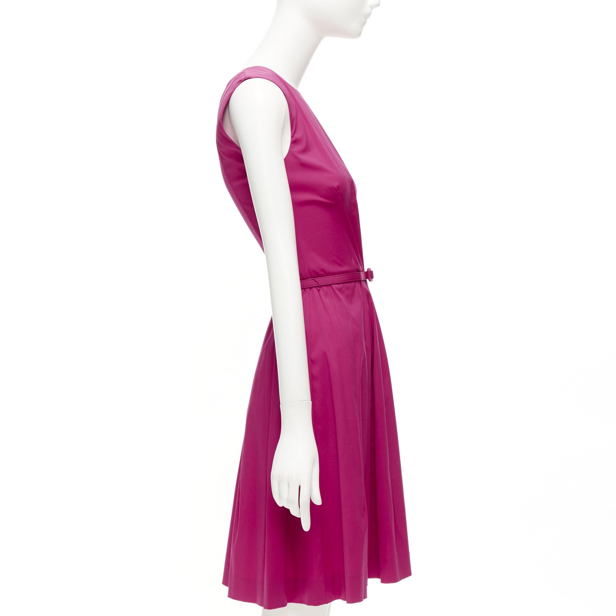 Women's OSCAR DE LA RENTA 2015 pink cotton asymmetric pleats knee shift dress US0 XS