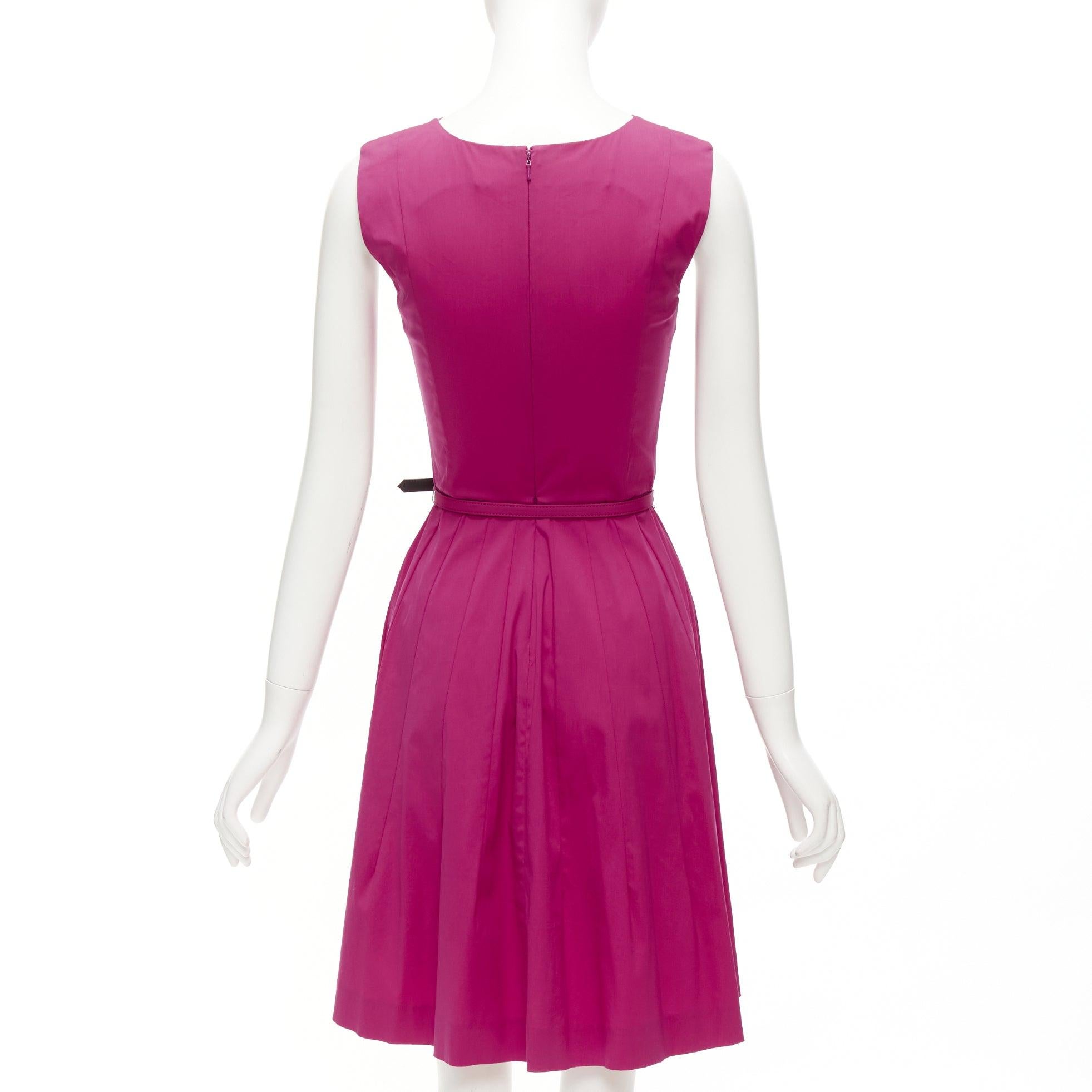OSCAR DE LA RENTA 2015 pink cotton asymmetric pleats knee shift dress US0 XS 1