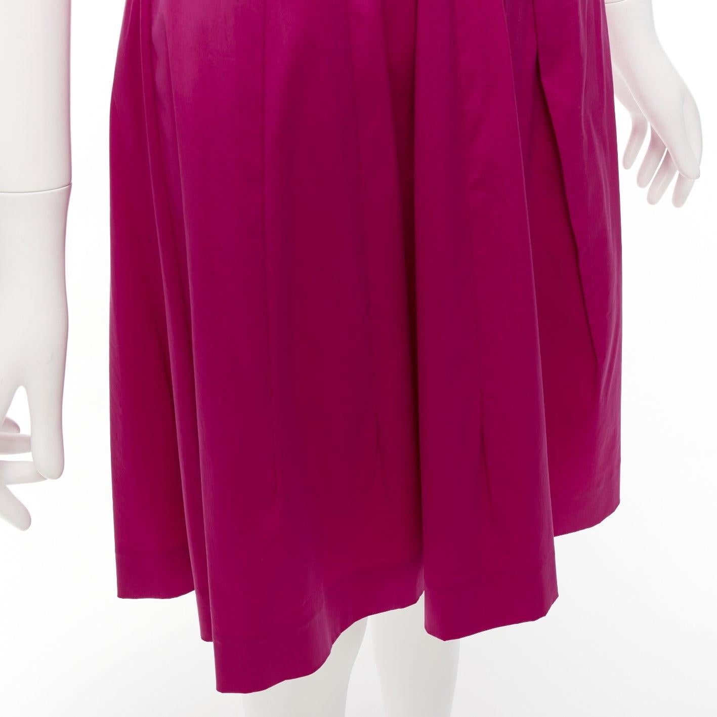 OSCAR DE LA RENTA 2015 pink cotton asymmetric pleats knee shift dress US0 XS 3