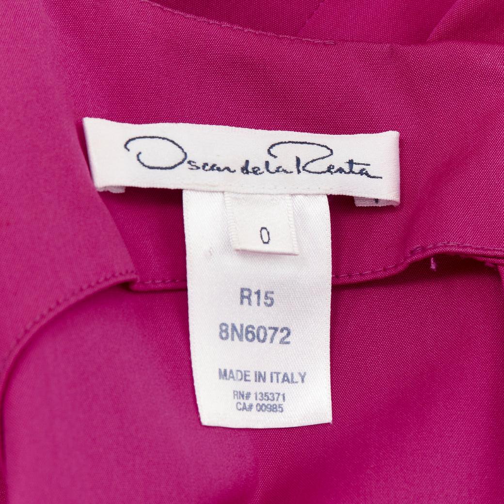 OSCAR DE LA RENTA 2015 pink cotton asymmetric pleats knee shift dress US0 XS 4