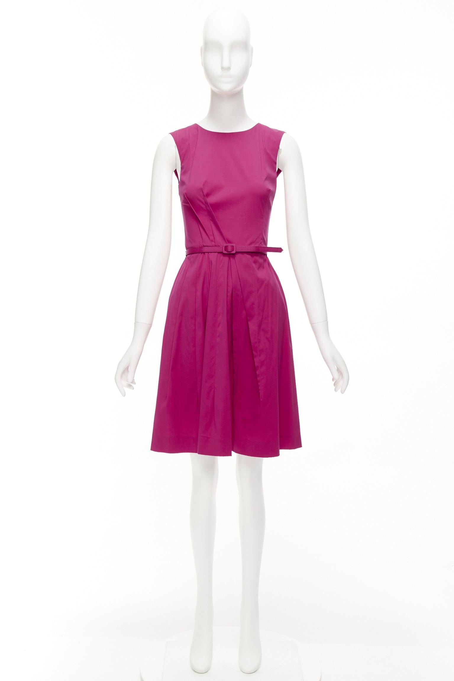 OSCAR DE LA RENTA 2015 pink cotton asymmetric pleats knee shift dress US0 XS For Sale 6