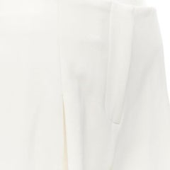 OSCAR DE LA RENTA 2015 virgin wool crepe cream pleated wide pants US2 XS