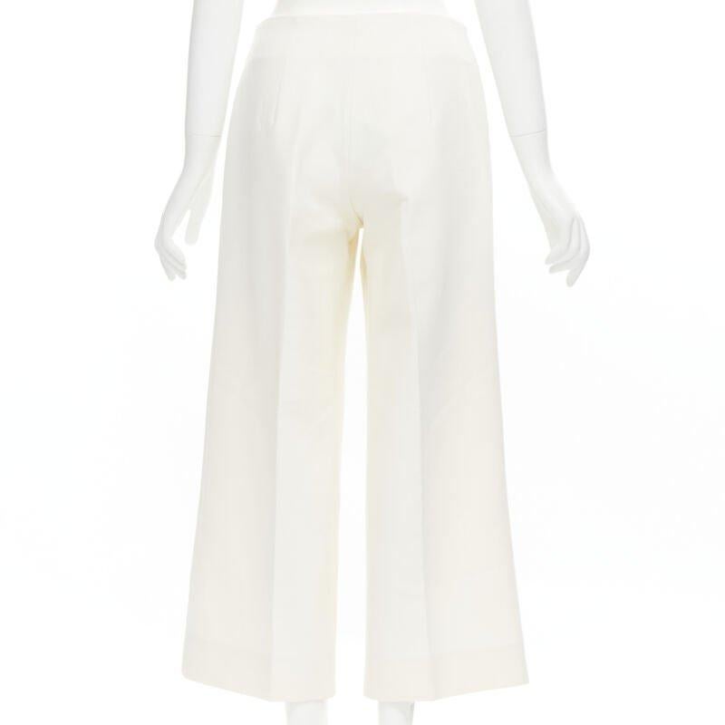 OSCAR DE LA RENTA 2015 virgin wool crepe cream pleated wide pants US2 XS For Sale 1