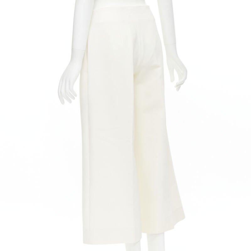 OSCAR DE LA RENTA 2015 virgin wool crepe cream pleated wide pants US2 XS For Sale 2