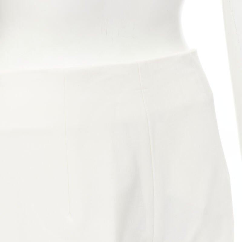 OSCAR DE LA RENTA 2015 virgin wool crepe cream pleated wide pants US2 XS For Sale 3