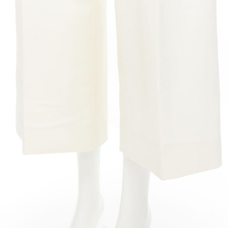 OSCAR DE LA RENTA 2015 virgin wool crepe cream pleated wide pants US2 XS For Sale 4