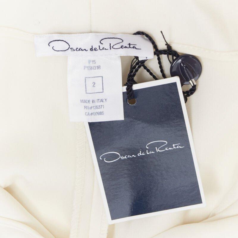 OSCAR DE LA RENTA 2015 virgin wool crepe cream pleated wide pants US2 XS For Sale 5