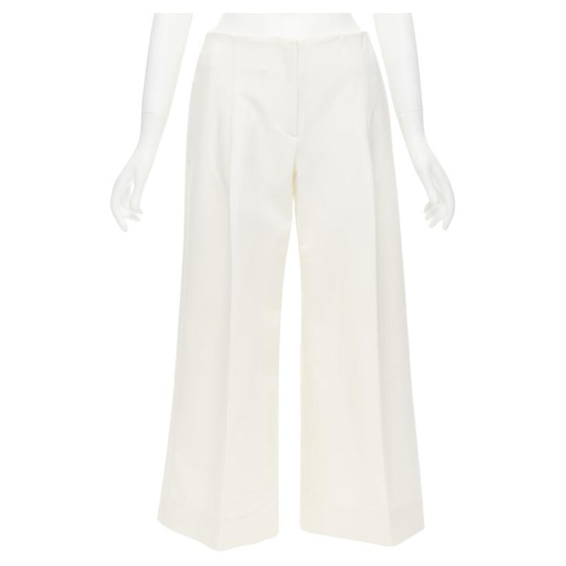 Oscar De La Renta 2015 pantaloni larghi in crepe di lana vergine plissettati US2 XS