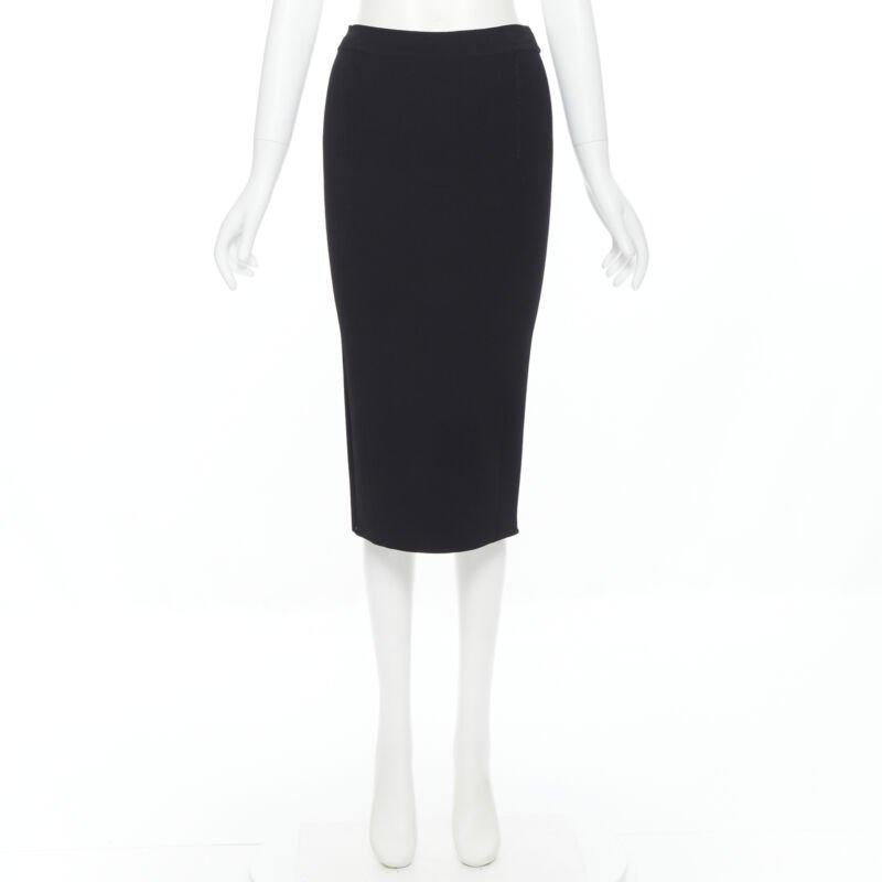 Noir OSCAR DE LA RENTA Jupe fourreau moulante en maille de viscose noire longueur genou XS, 2016 en vente