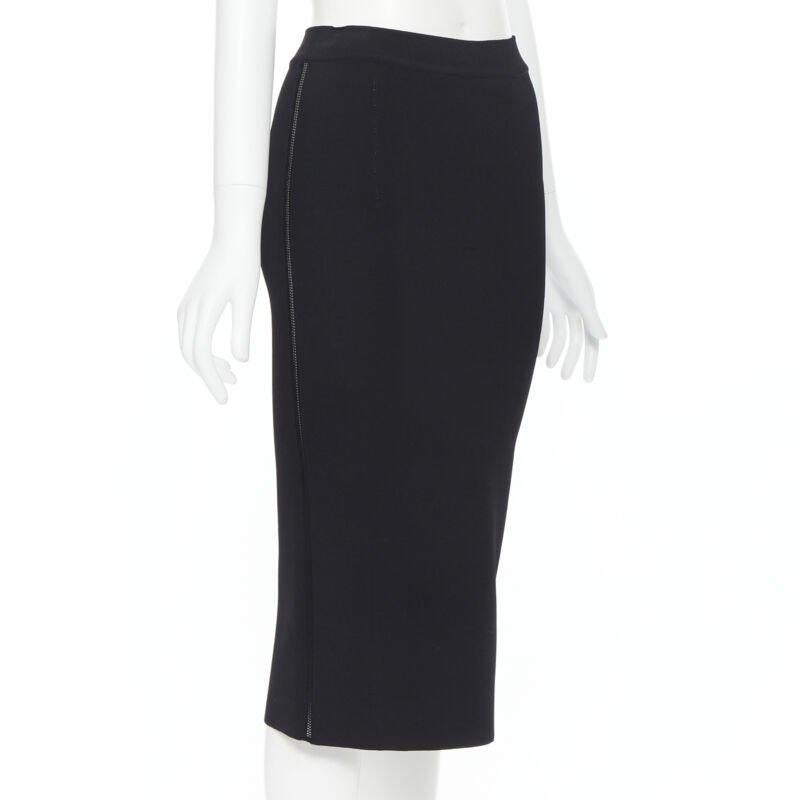 OSCAR DE LA RENTA Jupe fourreau moulante en maille de viscose noire longueur genou XS, 2016 Pour femmes en vente