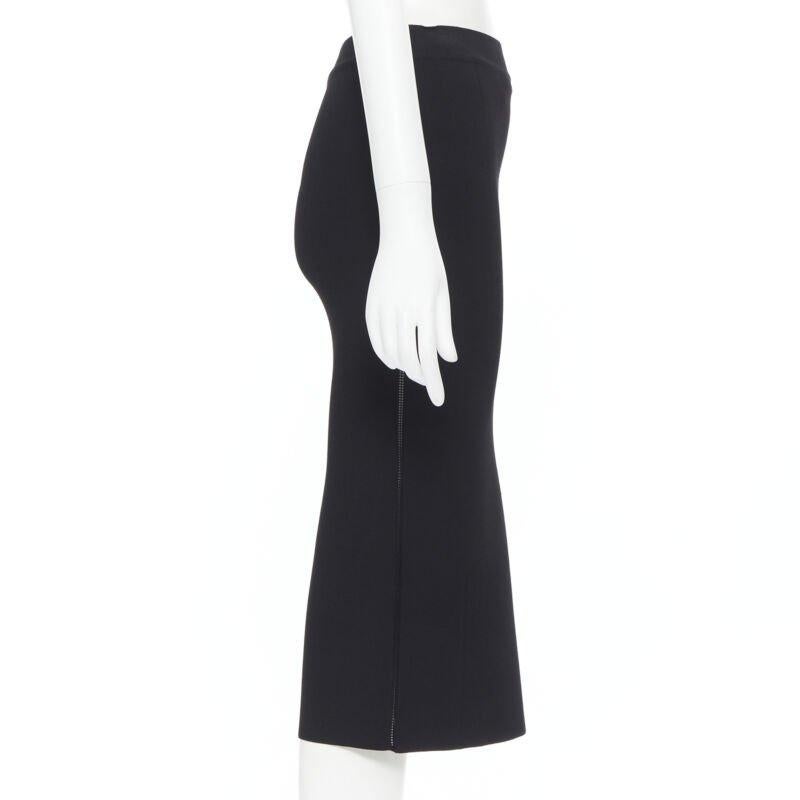 OSCAR DE LA RENTA Jupe fourreau moulante en maille de viscose noire longueur genou XS, 2016 en vente 1